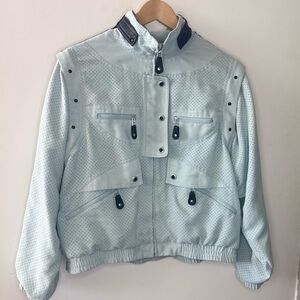 Jamie Sadock Vintage Women’s Faux Suede Baby Blue Removable Sleeves Jacket Small